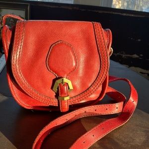 Dr Yany red saddle style crossbody bag
